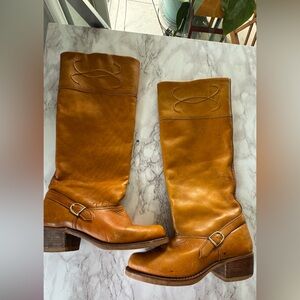 Vintage made in Brazil brown leather heeled boots size 7.5